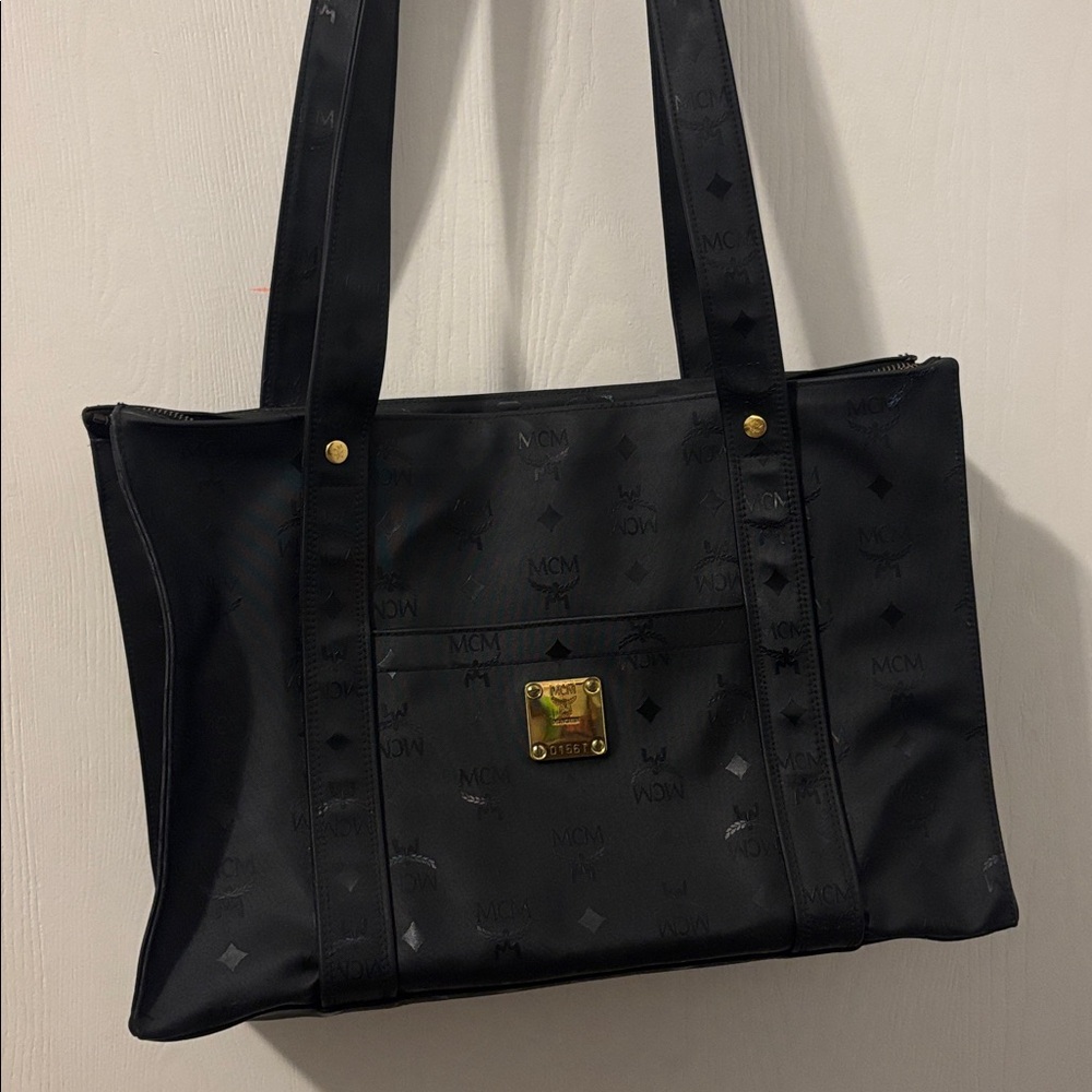 MCM Black Monogram Tote